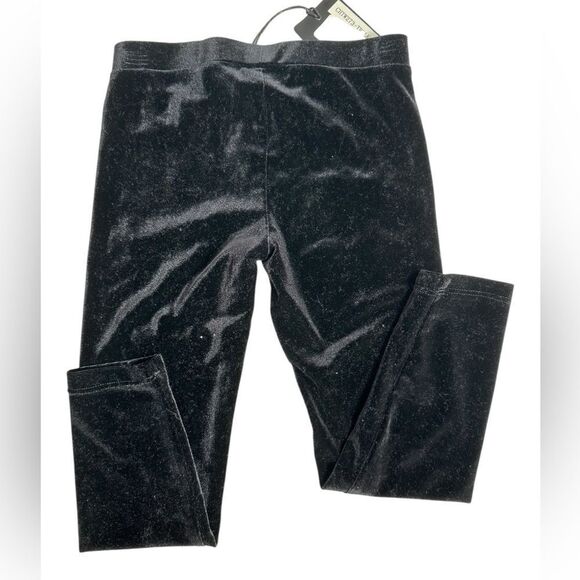 NWT Chaser Girls Black Velvet Ankle Leggings Elastic Waist - Size 6 - Picture 2 of 6